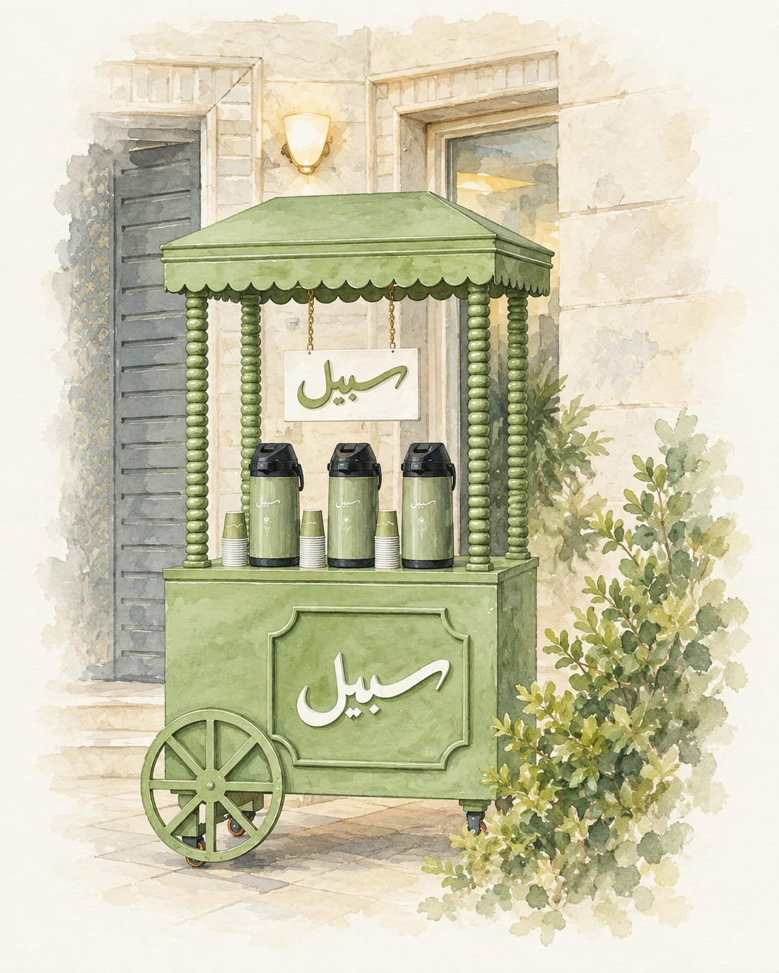 رسمة عربة سبيل الخضراء للمناسبات